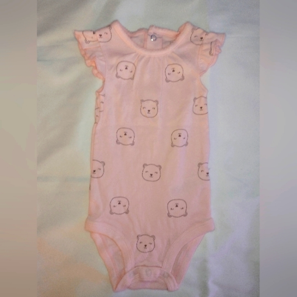 Carter's girls pink ruffled onesie polar bear lightweight new without tags 6 mon
